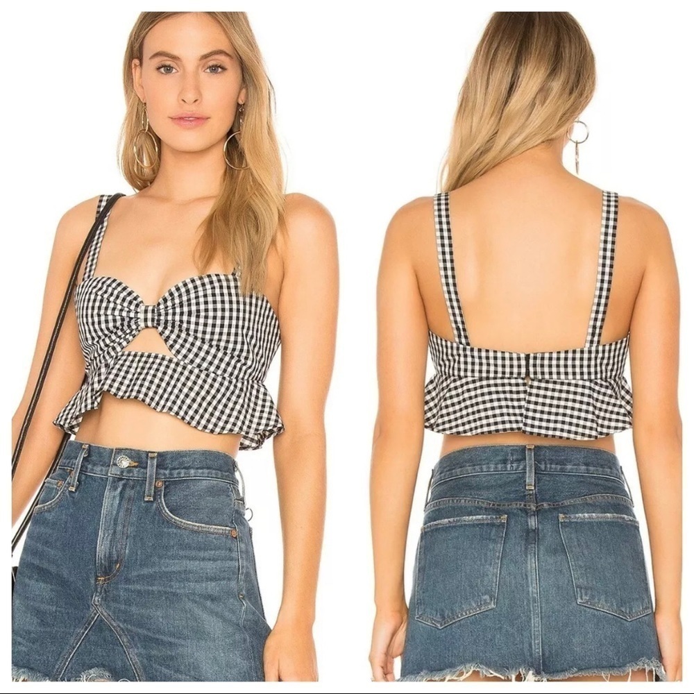 Tularosa Sydney black gingham bra crop top Sz 8